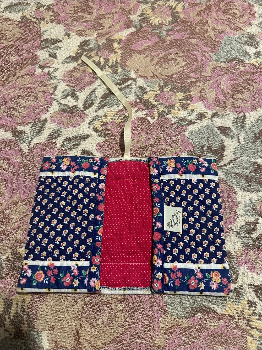 Vera Bradley Navy Floral Quilted book cover with Red Interior